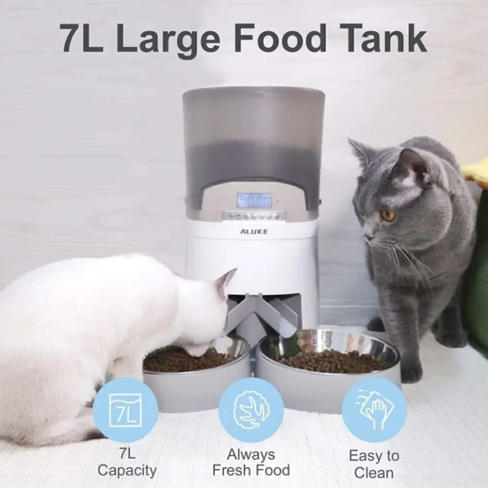 NEW Automatic Pet Feeder for Two Cats/Dogs 6.5L Dry Food Dispenser Voice Record